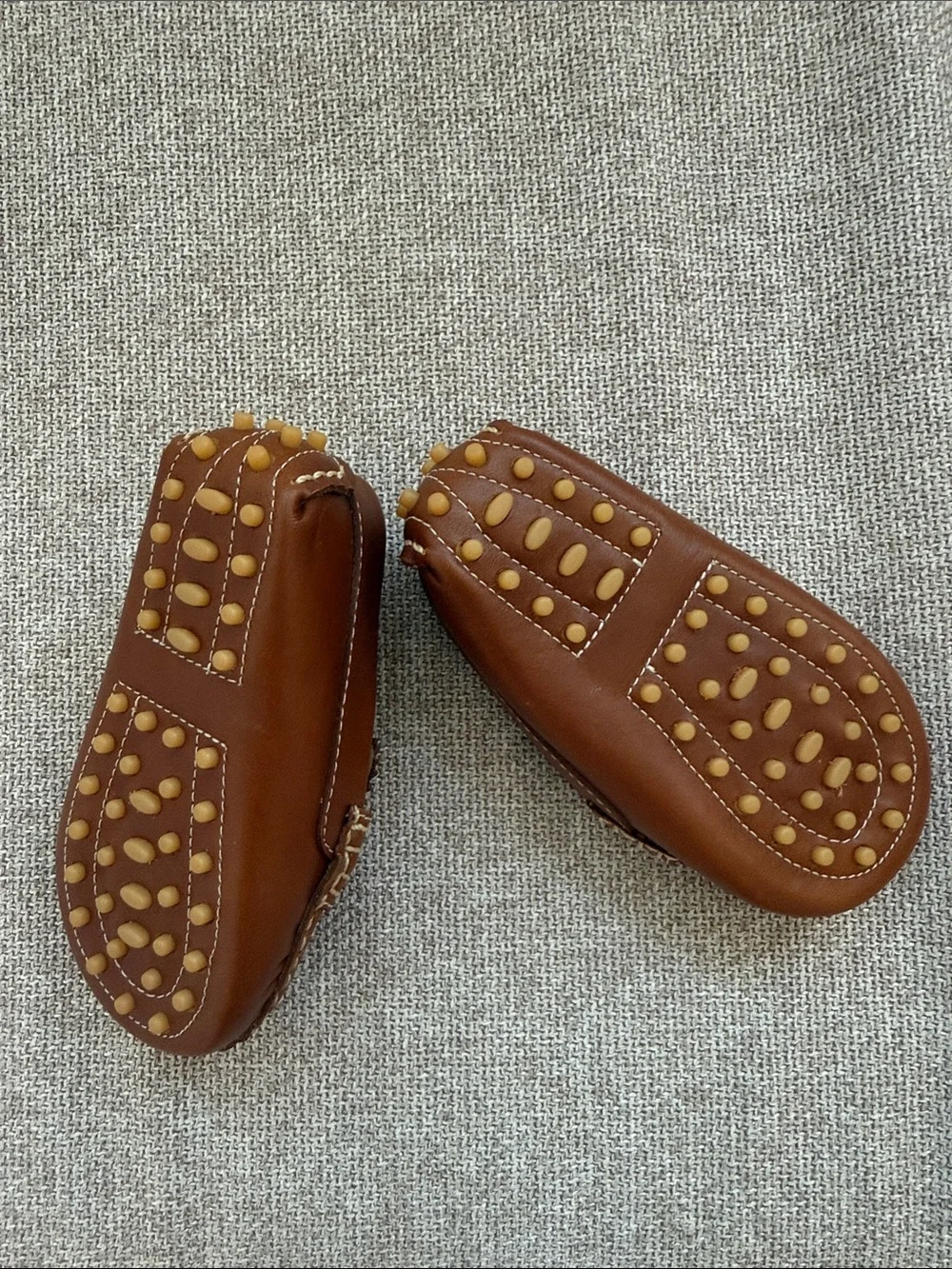 Elephantito Brown Leather Driving Loafers | Toddler US 6.5 | Classic Stripe